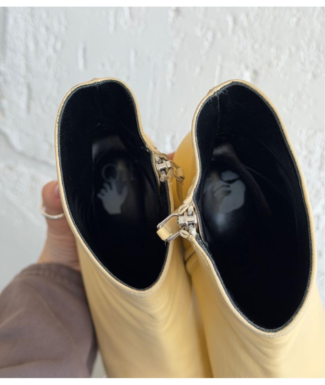 OFF-WHITE Желтые кожаные ботильоны, фото 7