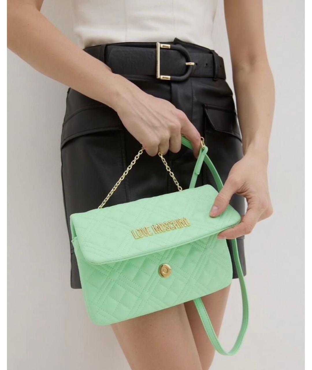 LOVE MOSCHINO Зеленая сумка через плечо из искусственной кожи, фото 6