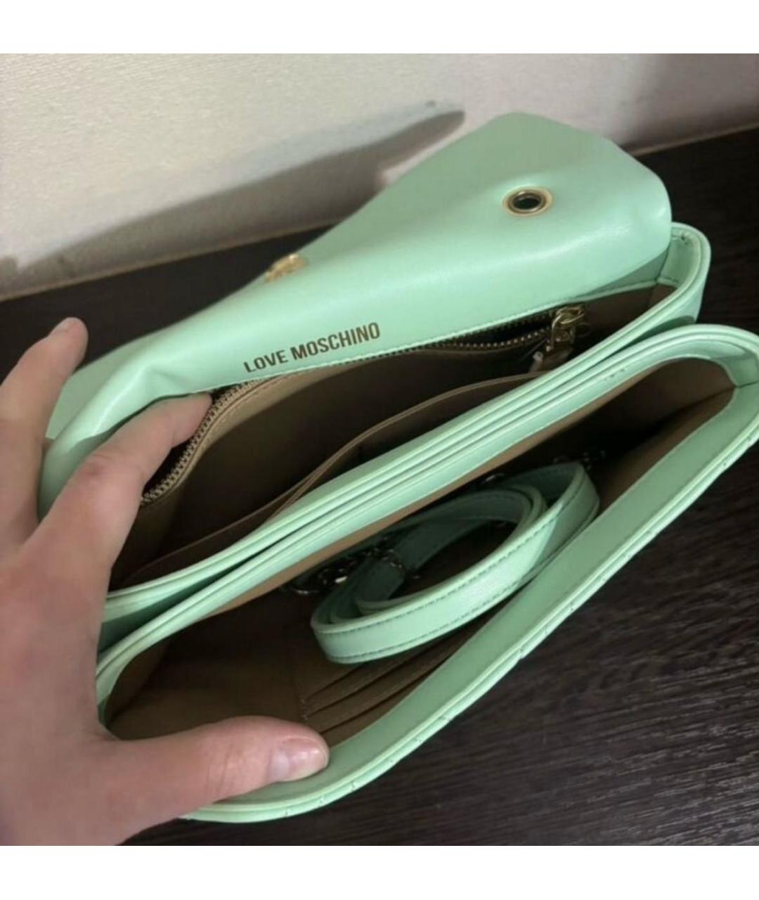 LOVE MOSCHINO Зеленая сумка через плечо из искусственной кожи, фото 3