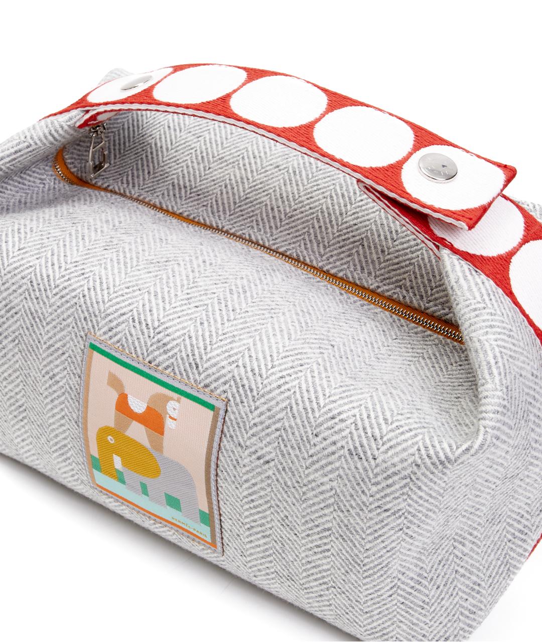 HERMES Серая хлопковая косметичка, фото 5