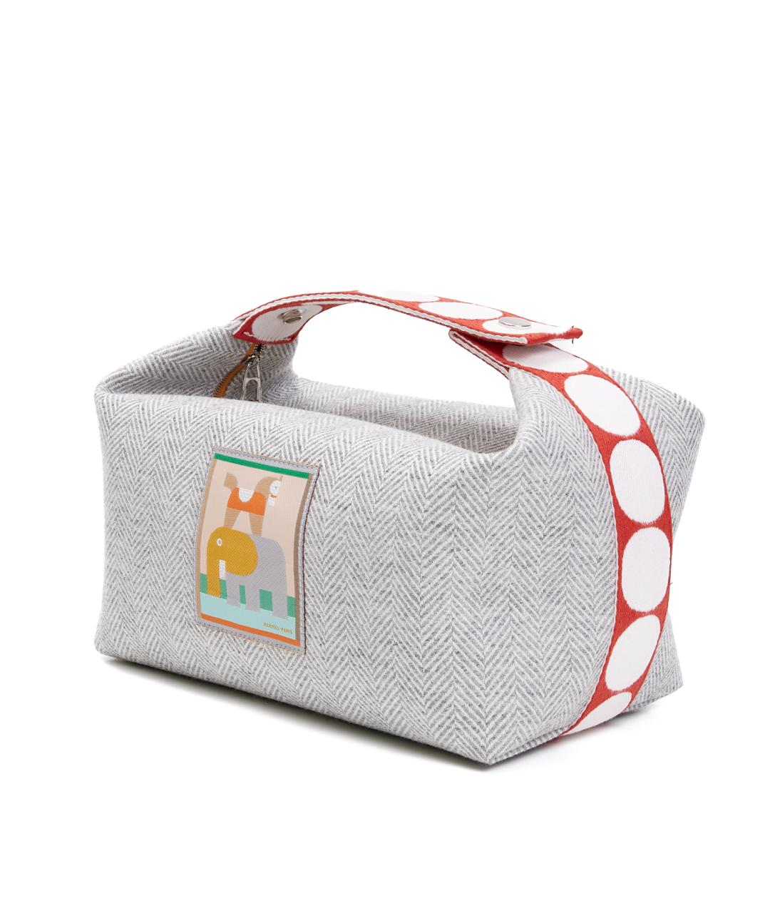 HERMES Серая хлопковая косметичка, фото 2