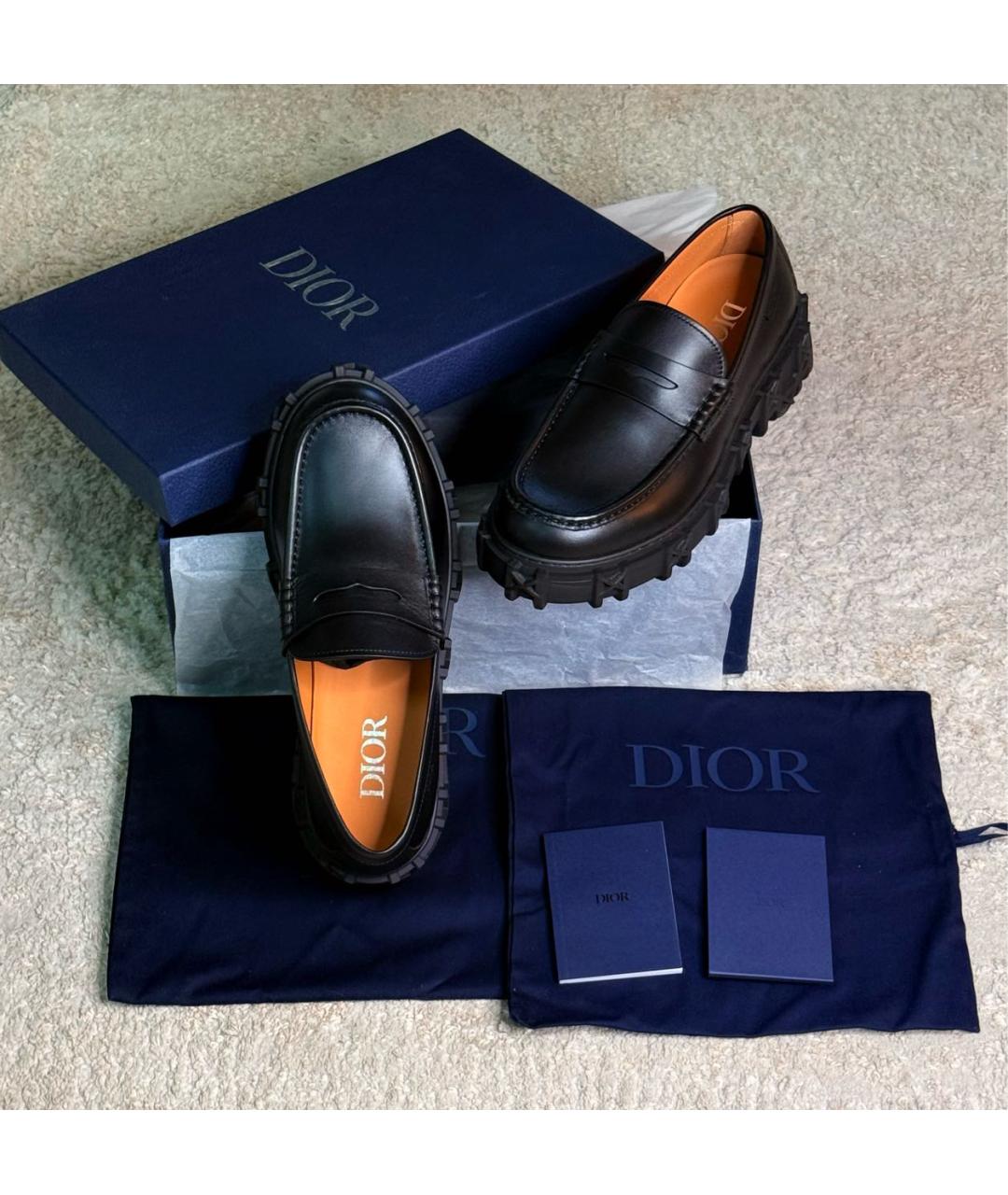 CHRISTIAN DIOR Черные кожаные мокасины, фото 6