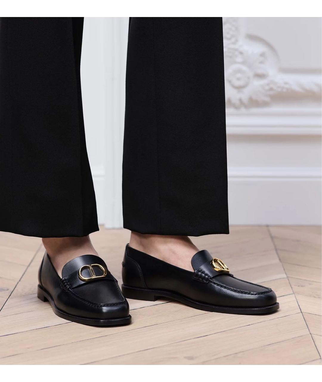 CHRISTIAN DIOR Черные кожаные мокасины, фото 2