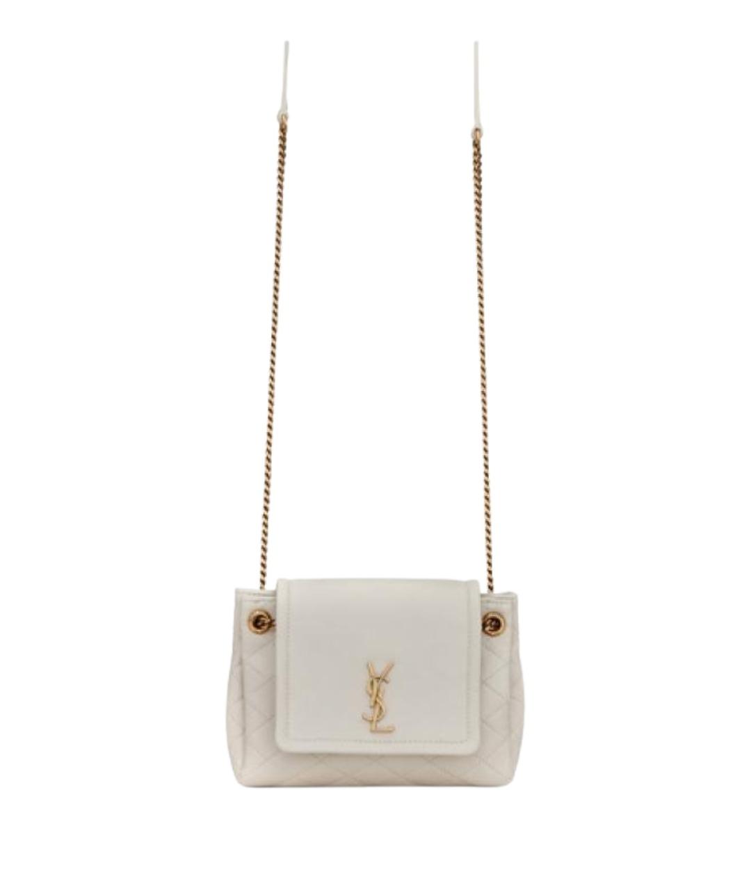 SAINT LAURENT Белая кожаная сумка через плечо, фото 1