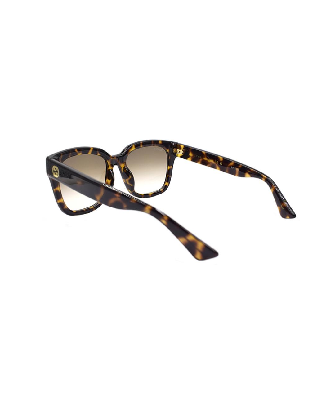 GUCCI Коричневые пластиковые солнцезащитные очки, фото 3