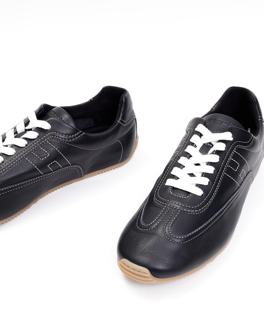 HERMES Черные кожаные низкие кроссовки / кеды, фото 6