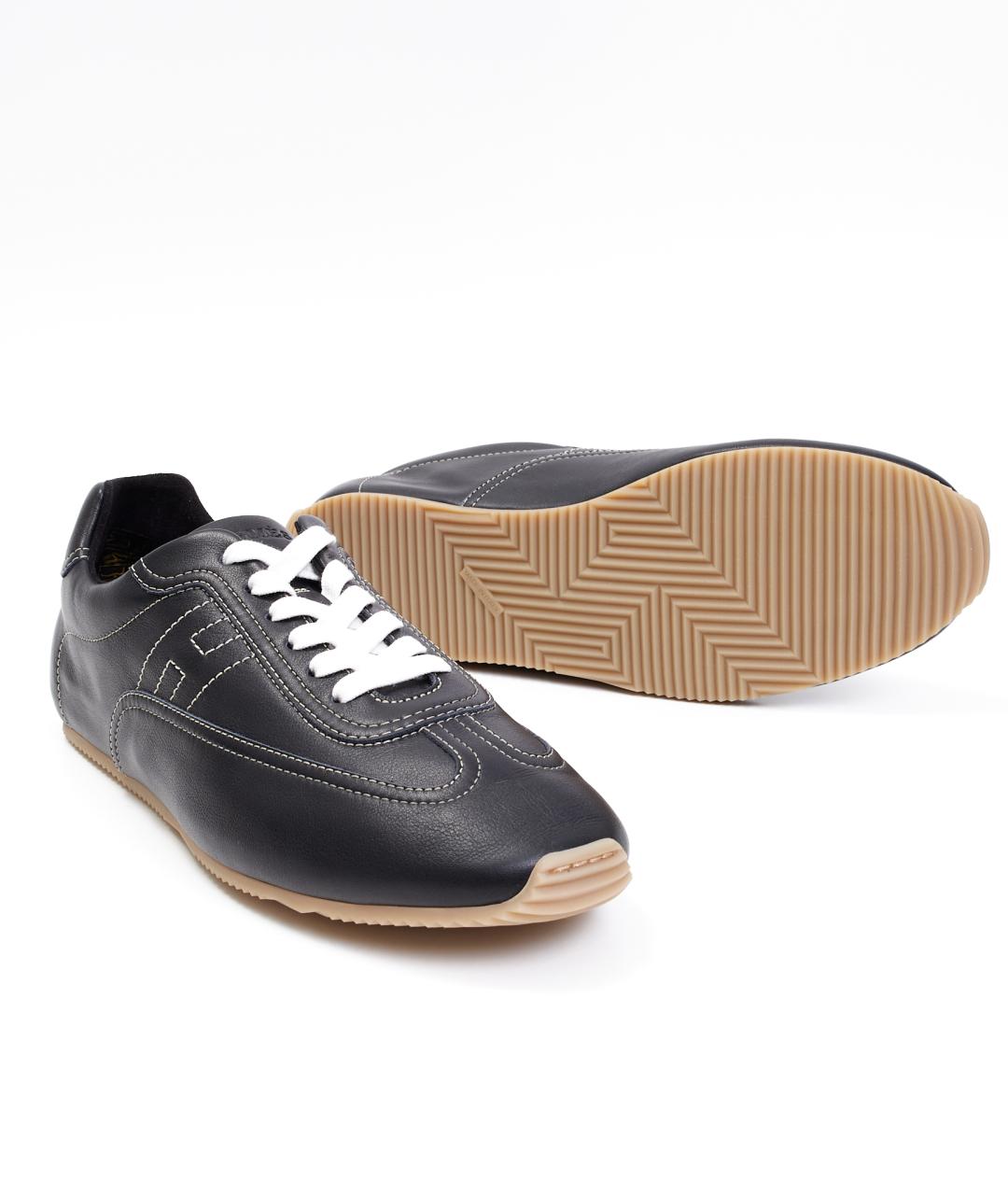 HERMES Черные кожаные низкие кроссовки / кеды, фото 5