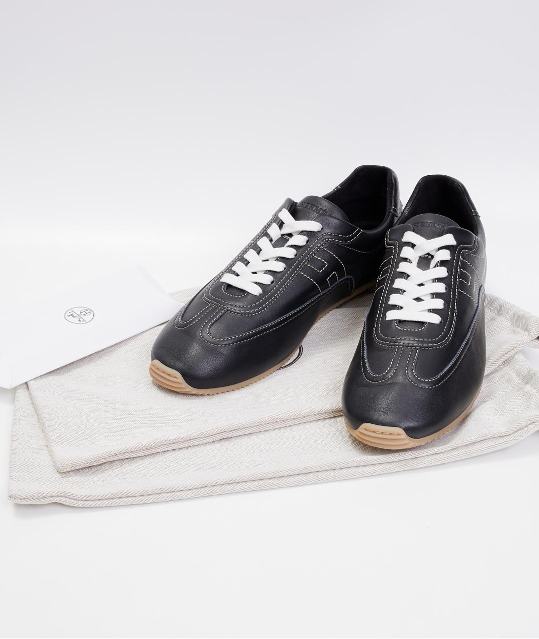 HERMES Черные кожаные низкие кроссовки / кеды, фото 7