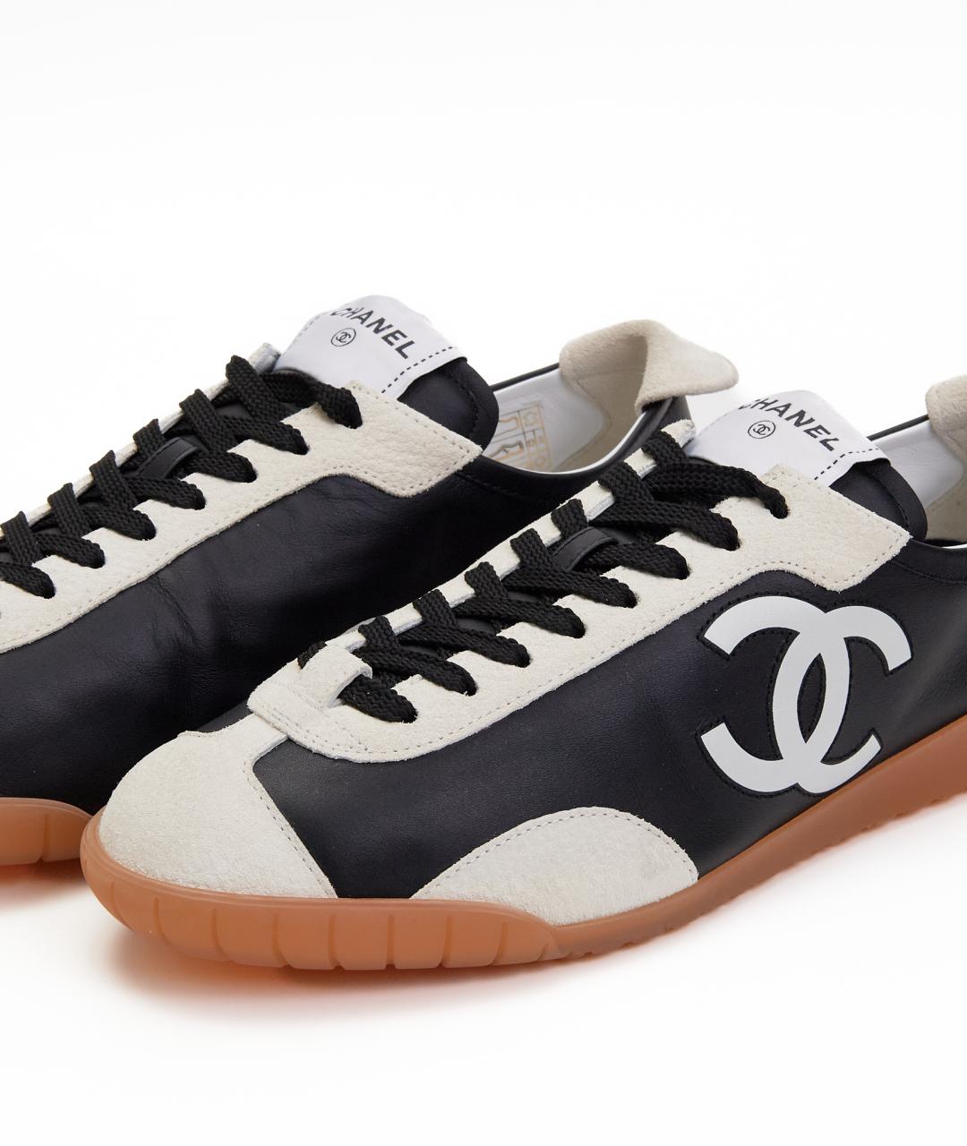 CHANEL Черные кожаные кеды, фото 6