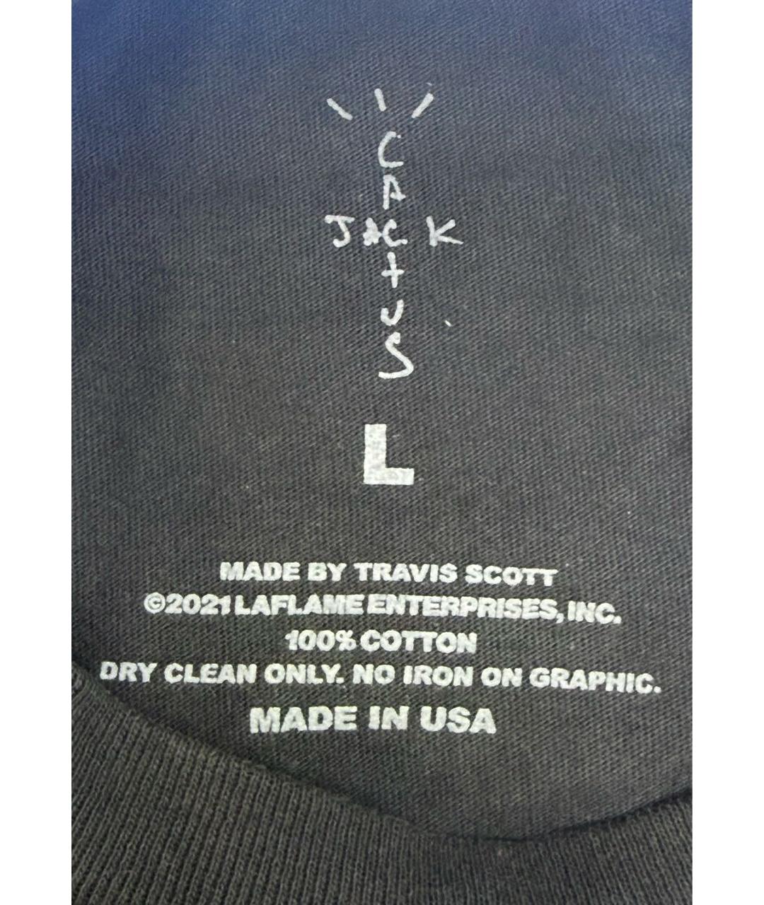 CACTUS JACK BY TRAVIS SCOTT Черная хлопковая футболка, фото 5