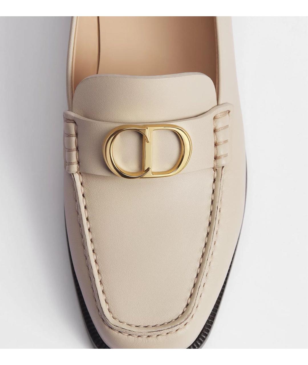 CHRISTIAN DIOR Бежевые кожаные мокасины, фото 5