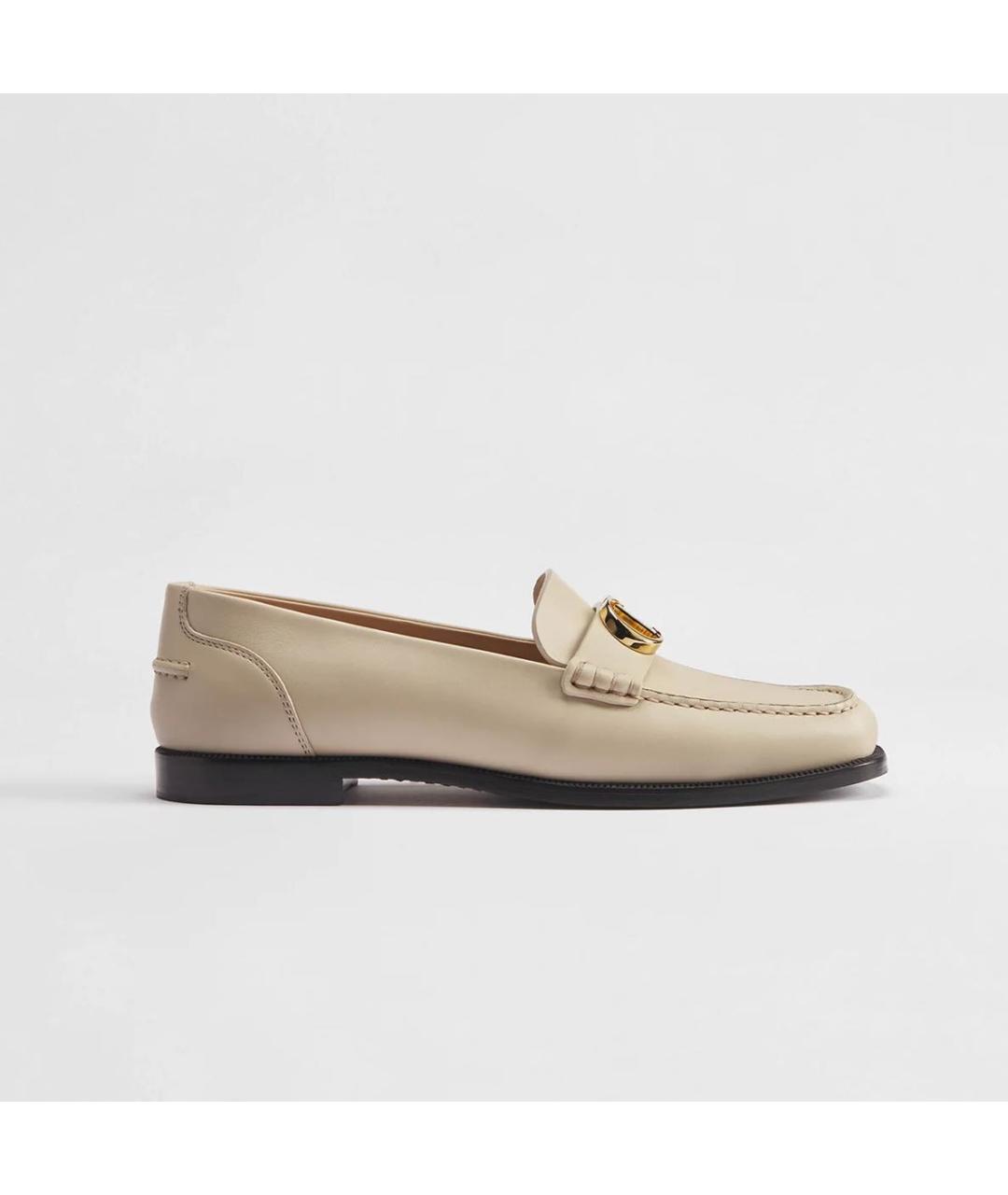 CHRISTIAN DIOR Бежевые кожаные мокасины, фото 8