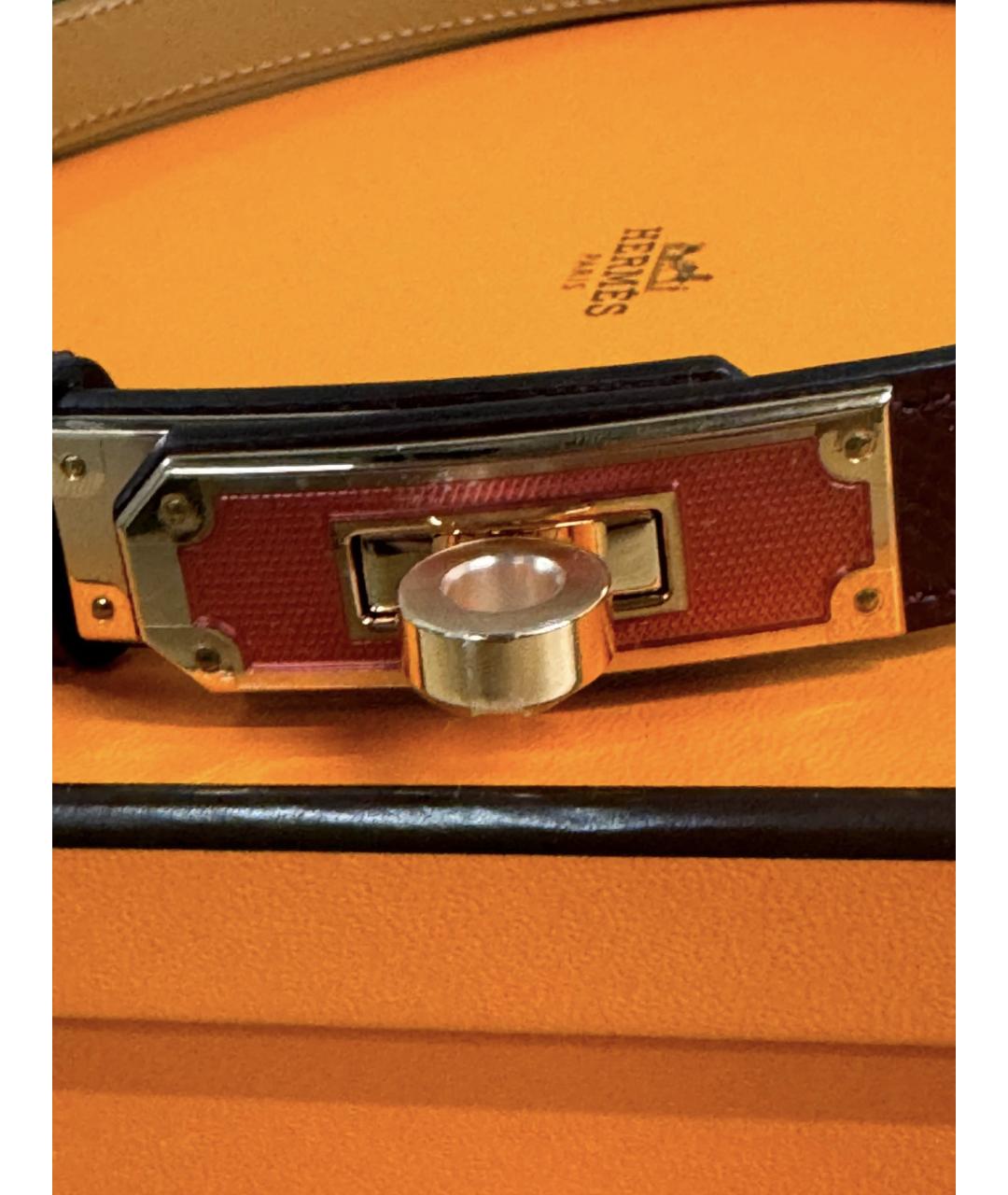 HERMES Бордовый кожаный ремень, фото 3