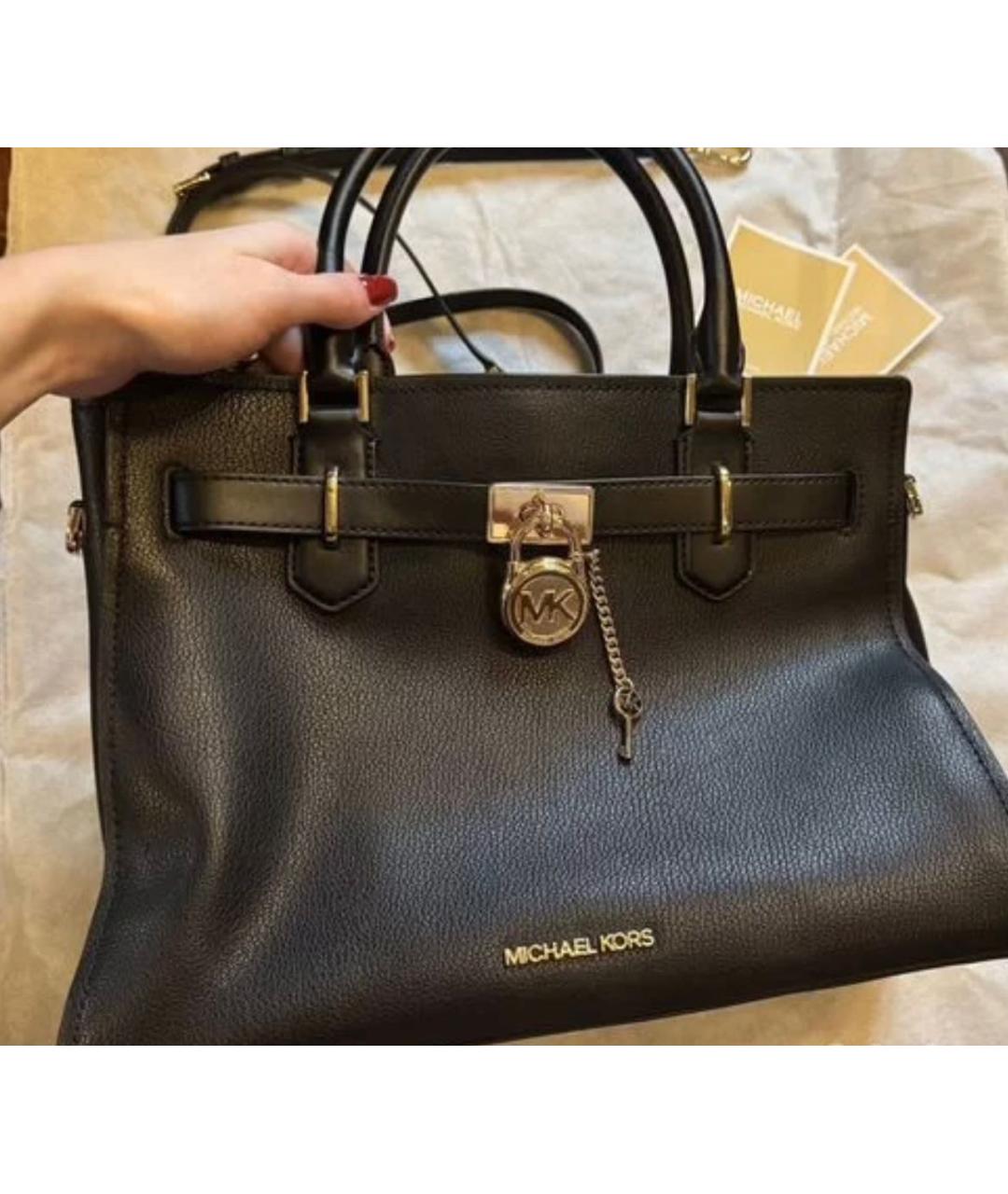 MICHAEL KORS Черная кожаная сумка с короткими ручками, фото 2