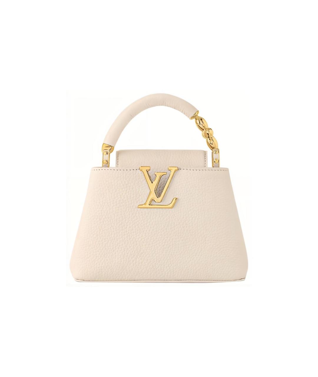 LOUIS VUITTON Бежевая кожаная сумка через плечо, фото 4