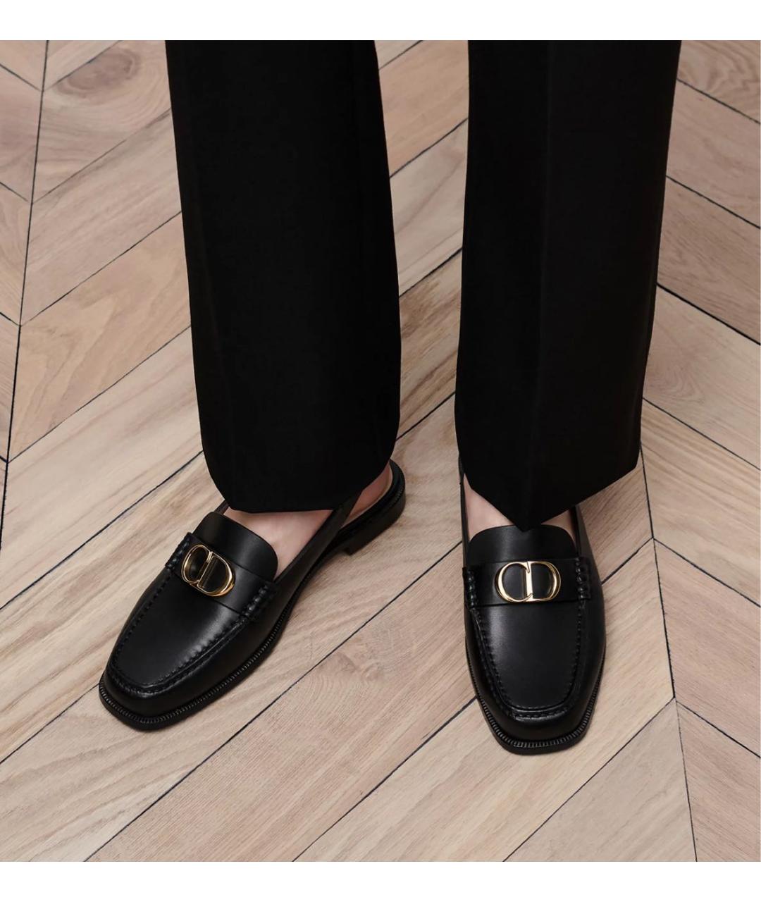 CHRISTIAN DIOR Черные кожаные мокасины, фото 2