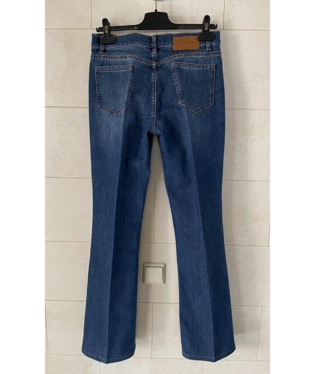 ESCADA Синие хлопко-эластановые прямые джинсы, фото 3