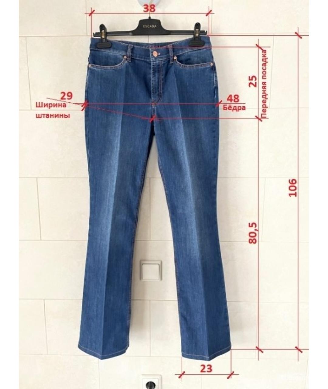 ESCADA Синие хлопко-эластановые прямые джинсы, фото 2