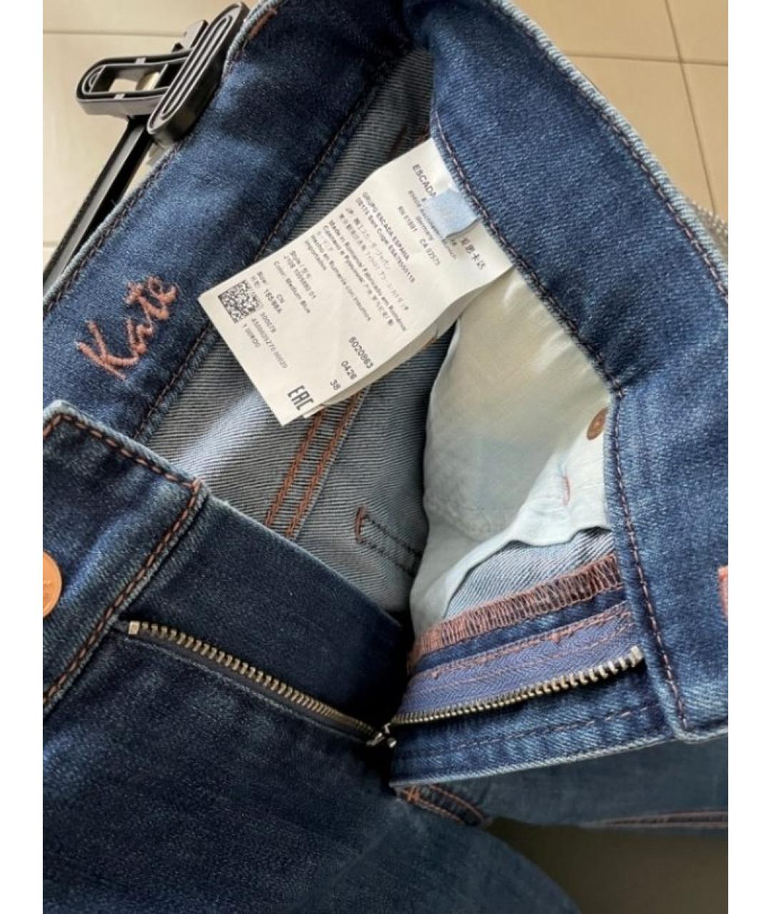 ESCADA Синие хлопко-эластановые прямые джинсы, фото 4