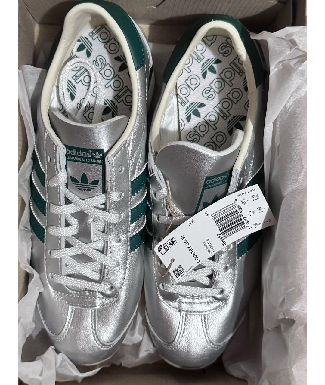 ADIDAS Серебряные кожаные кроссовки, фото 6