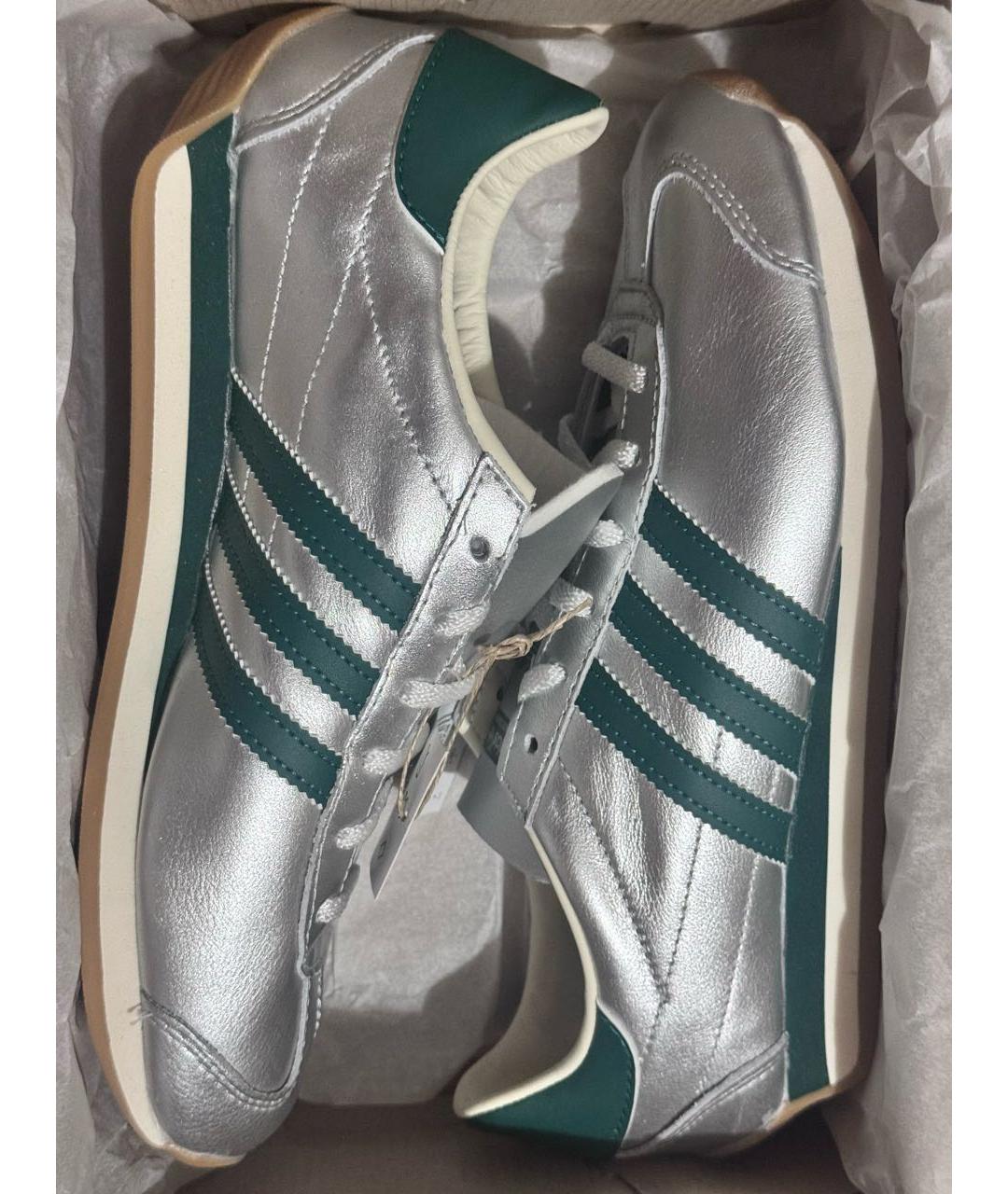 ADIDAS Серебряные кожаные кроссовки, фото 2