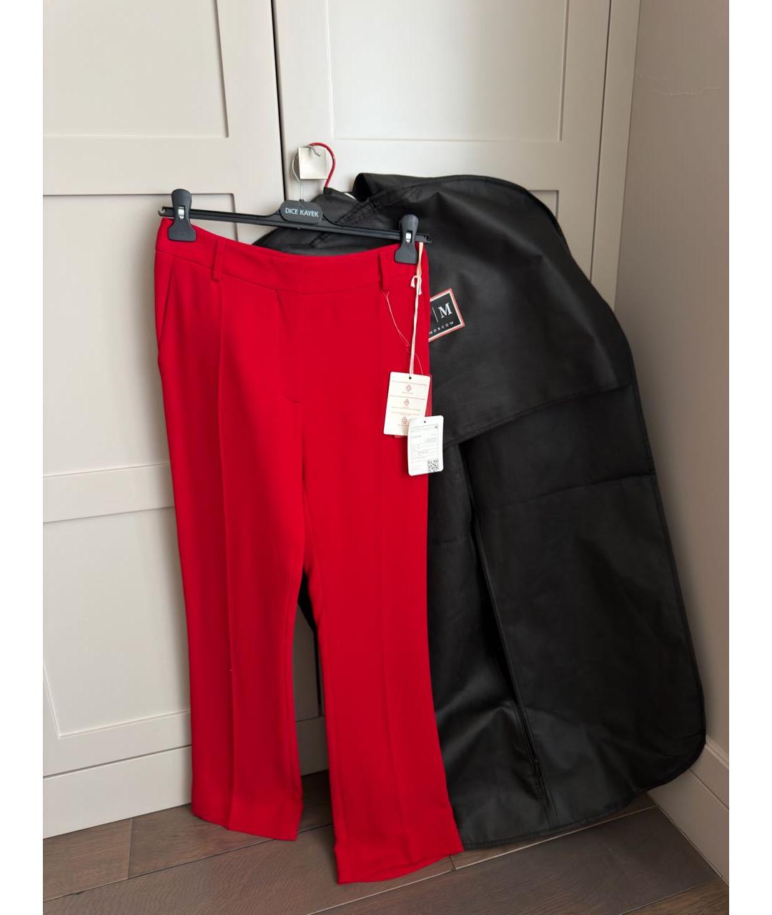 VALENTINO Красные шелковые брюки узкие, фото 4