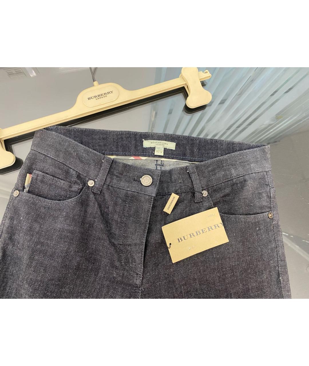 BURBERRY Черные хлопко-эластановые прямые брюки, фото 3