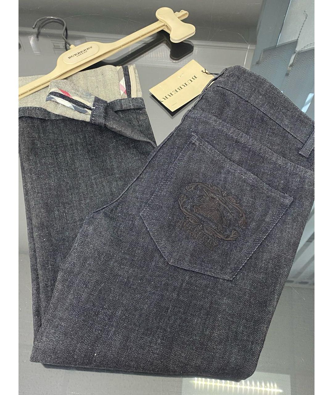 BURBERRY Черные хлопко-эластановые прямые брюки, фото 6