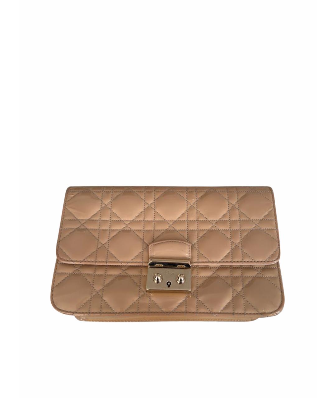 CHRISTIAN DIOR Бежевая сумка через плечо из лакированной кожи, фото 1