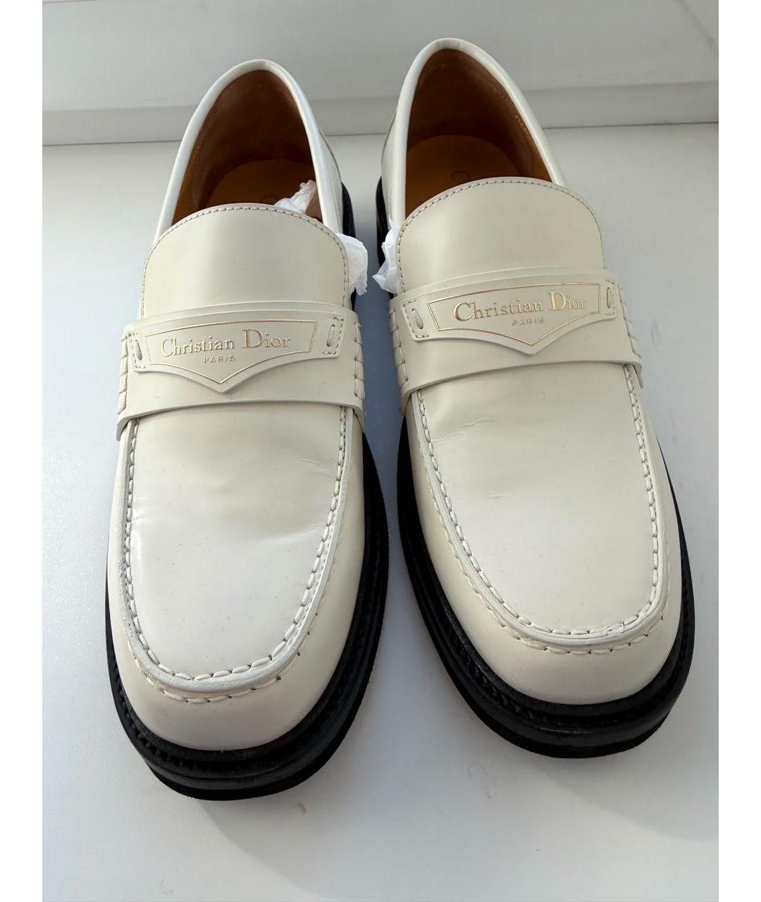 CHRISTIAN DIOR Белые кожаные лоферы, фото 2