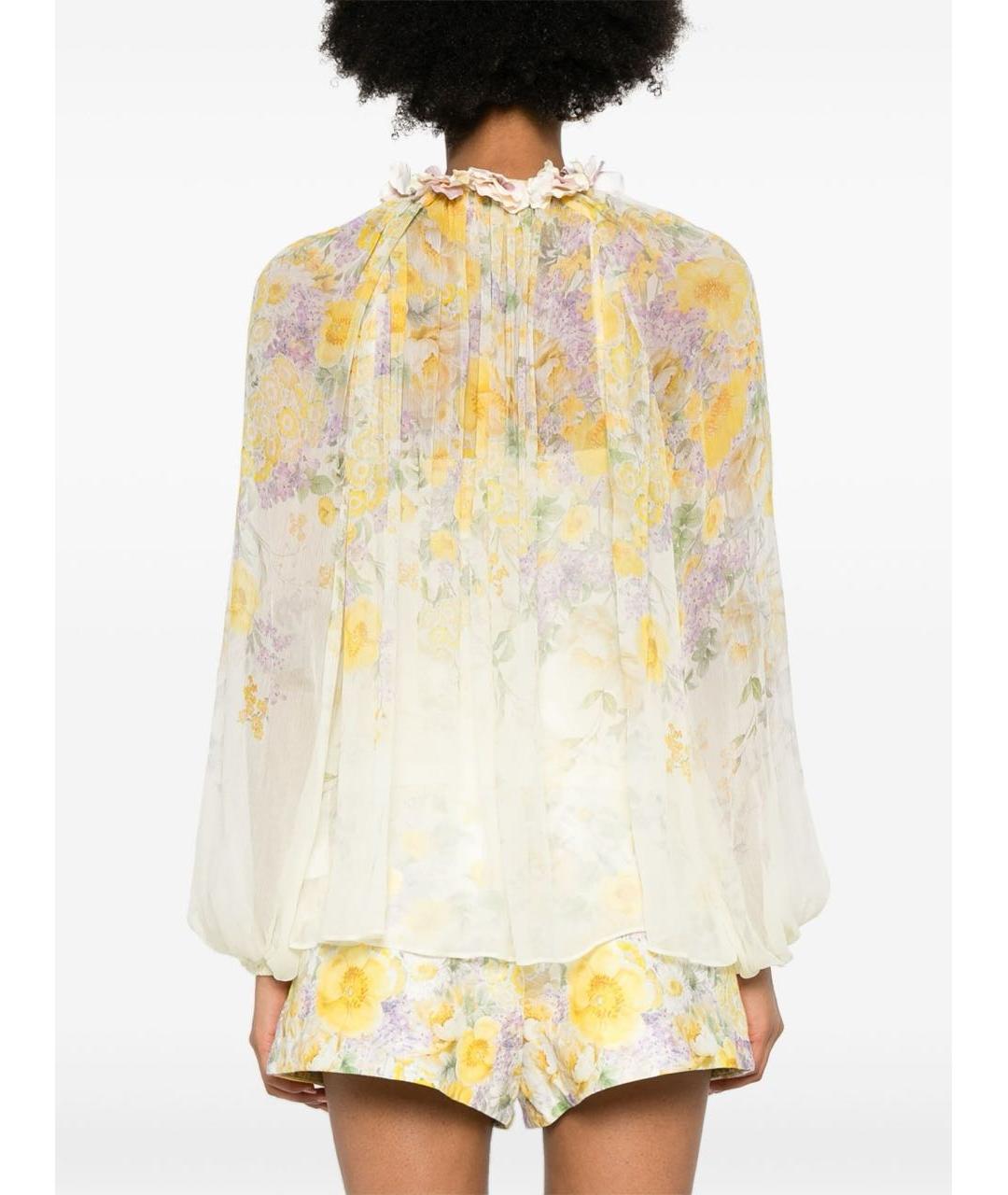 ZIMMERMANN Желтый шифоновый костюм с брюками, фото 4