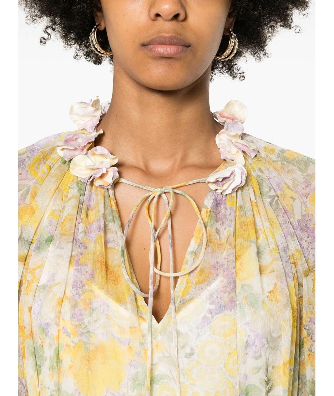 ZIMMERMANN Желтый шифоновый костюм с брюками, фото 6