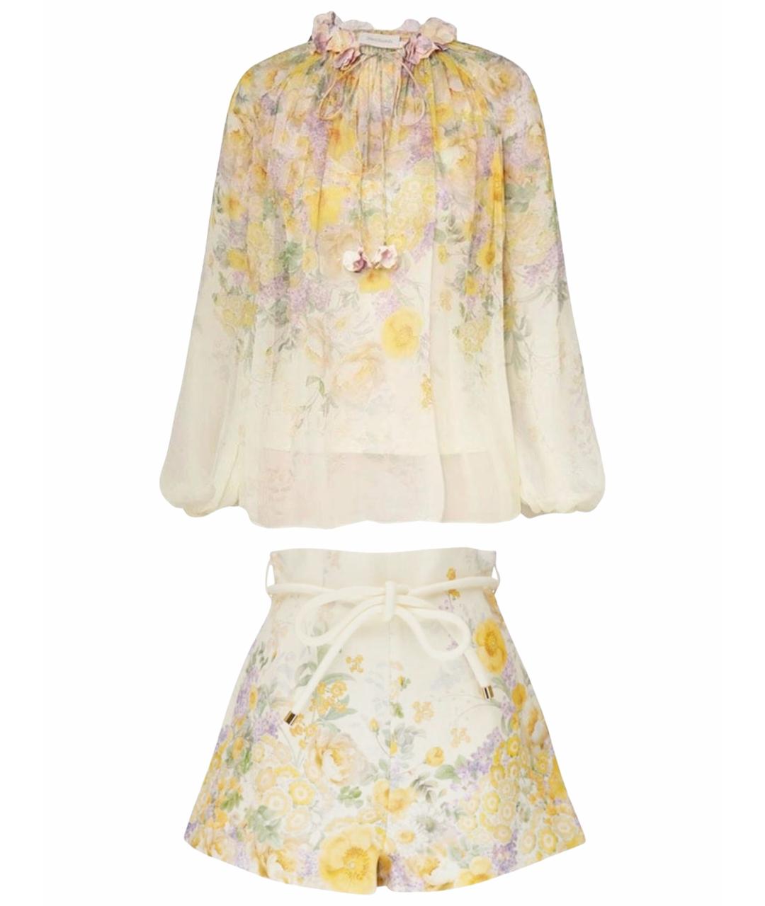 ZIMMERMANN Желтый шифоновый костюм с брюками, фото 1