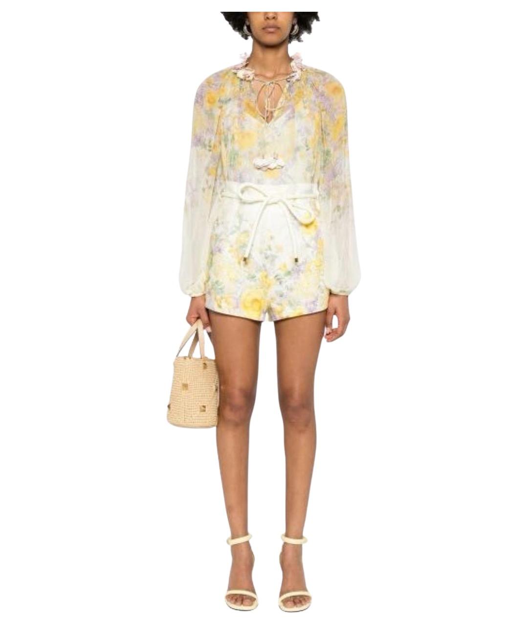 ZIMMERMANN Желтый шифоновый костюм с брюками, фото 3