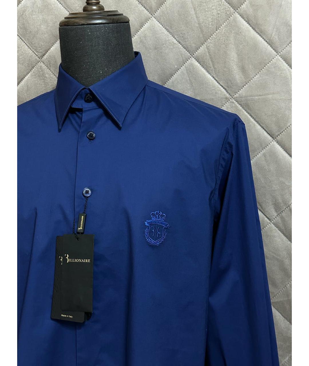 BILLIONAIRE Темно-синяя хлопковая классическая рубашка, фото 4
