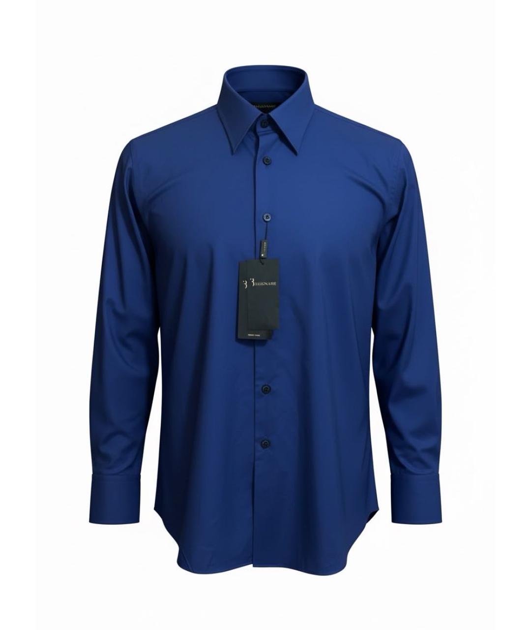 BILLIONAIRE Темно-синяя хлопковая классическая рубашка, фото 9