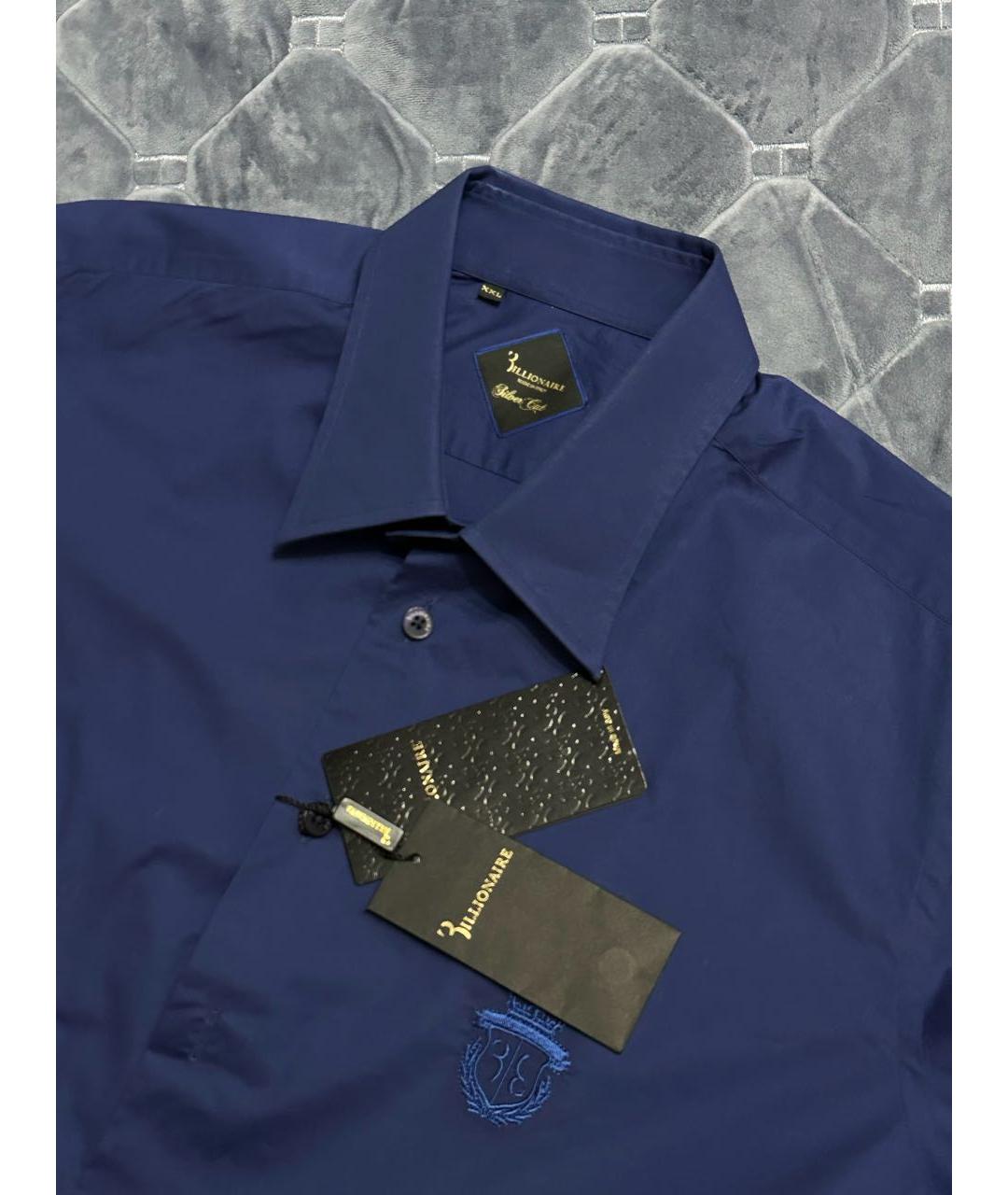 BILLIONAIRE Темно-синяя хлопковая классическая рубашка, фото 5