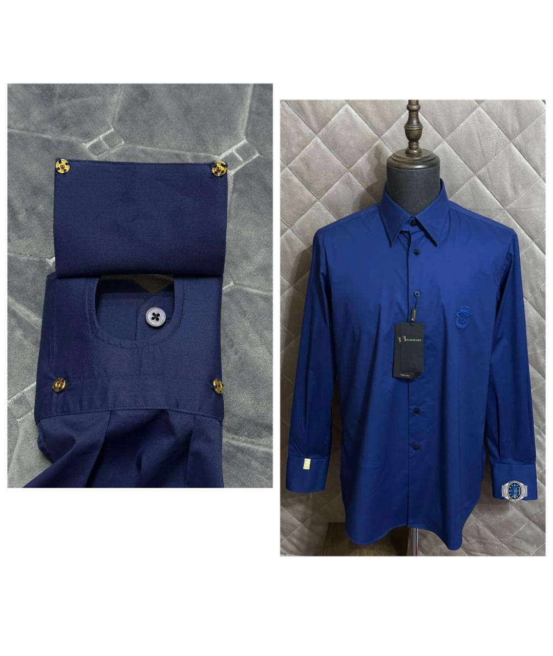 BILLIONAIRE Темно-синяя хлопковая классическая рубашка, фото 2