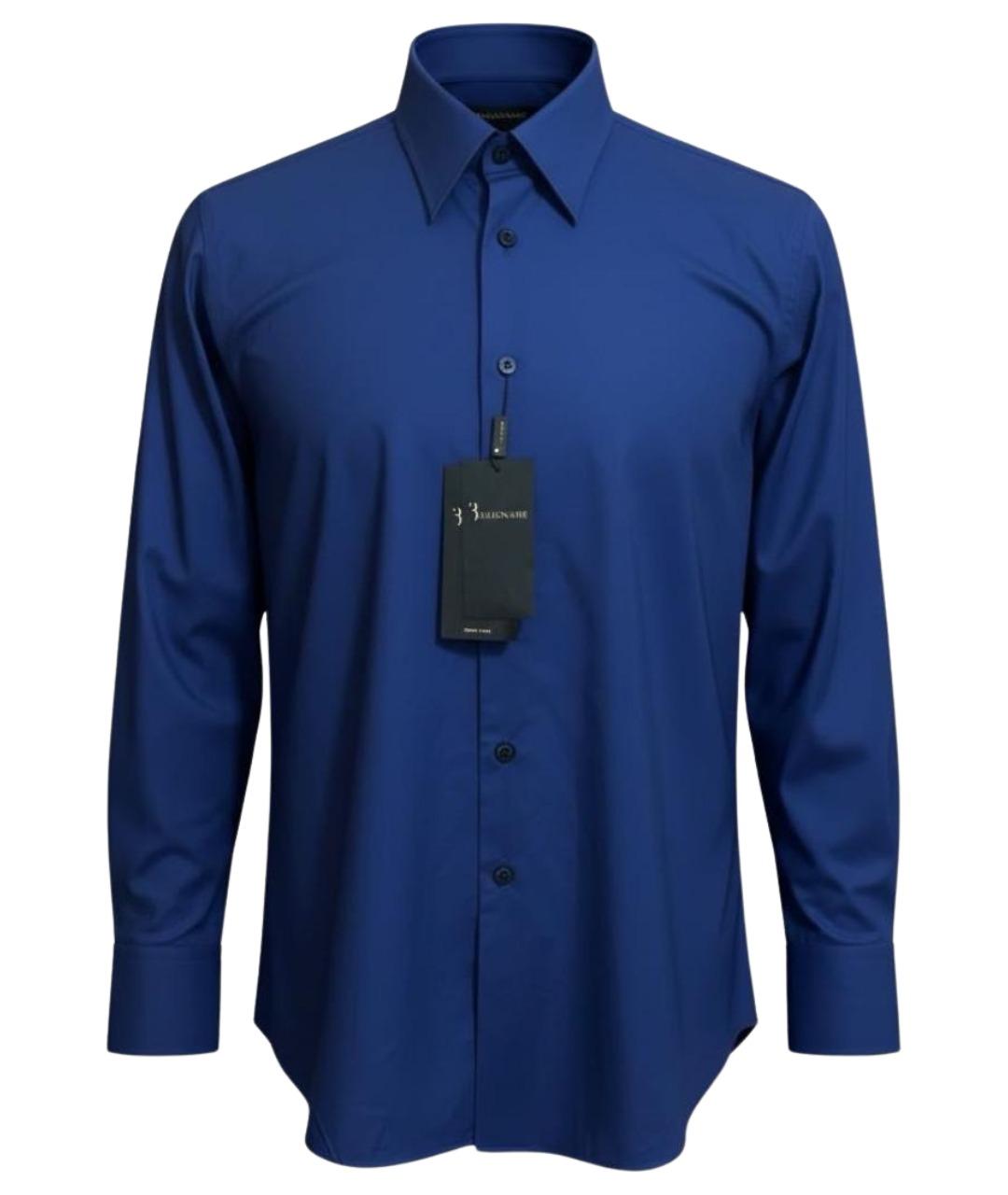 BILLIONAIRE Темно-синяя хлопковая классическая рубашка, фото 1