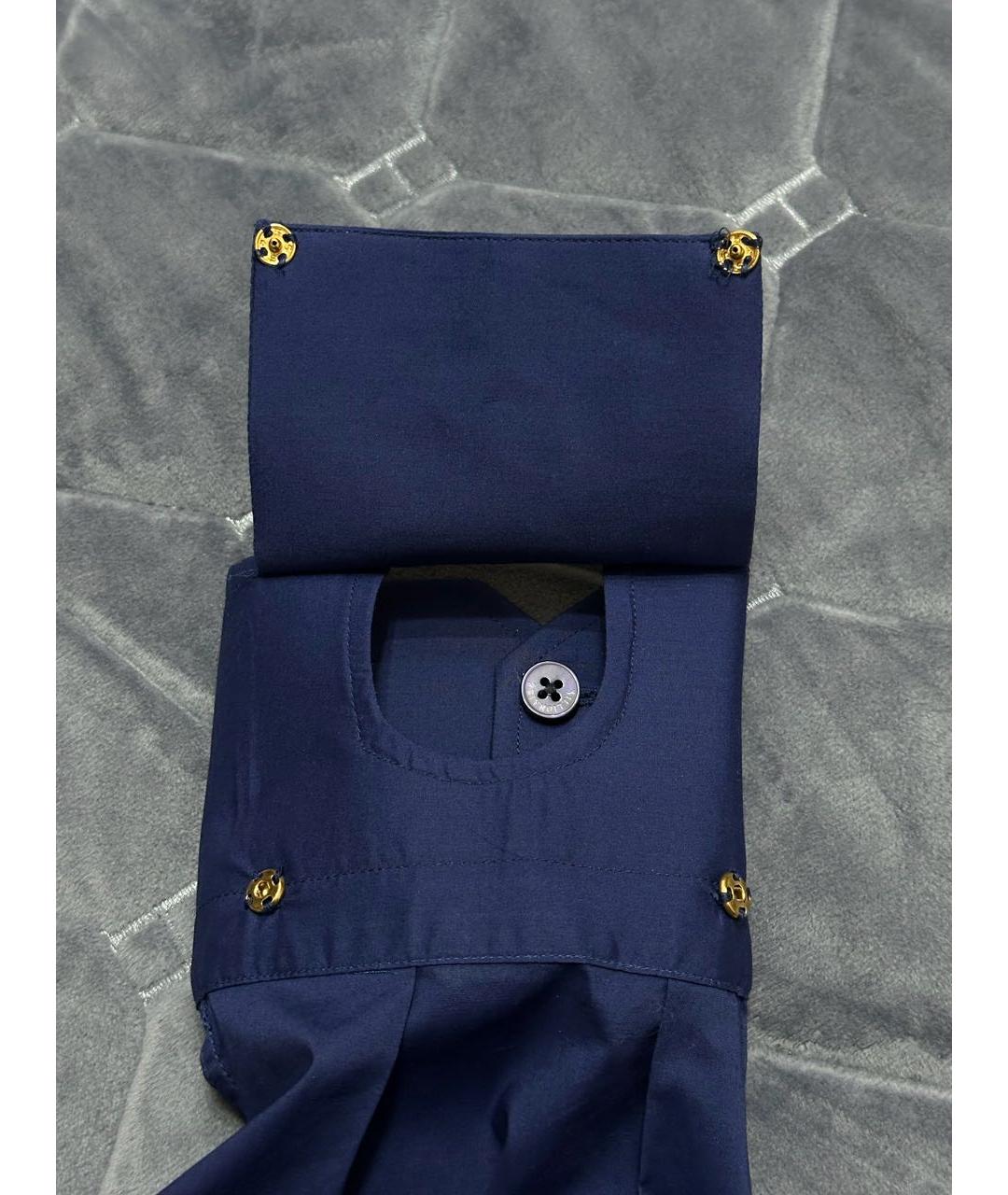 BILLIONAIRE Темно-синяя хлопковая классическая рубашка, фото 6