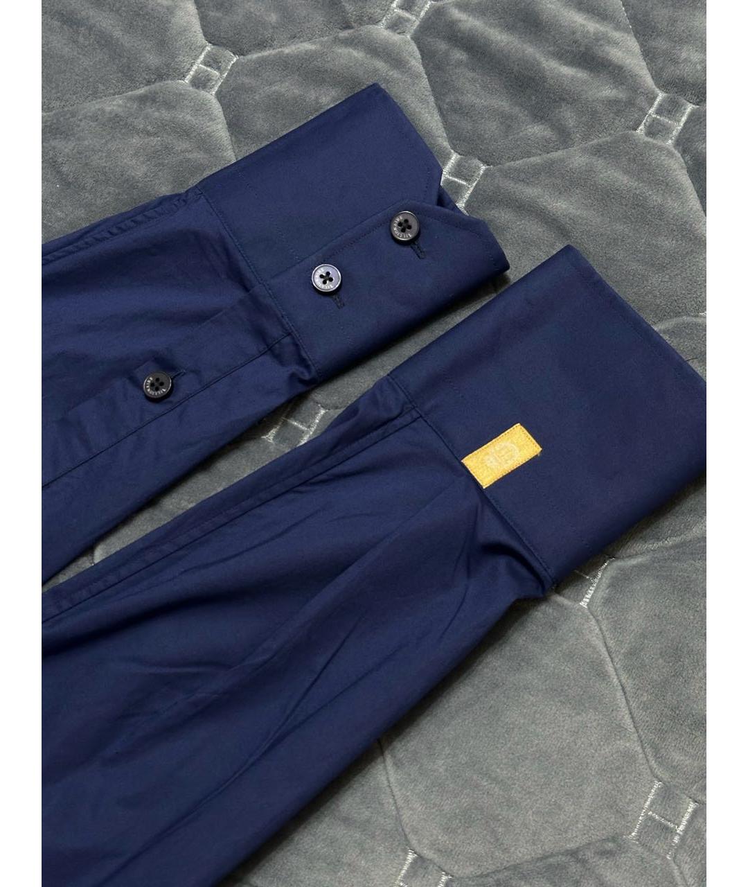 BILLIONAIRE Темно-синяя хлопковая классическая рубашка, фото 7