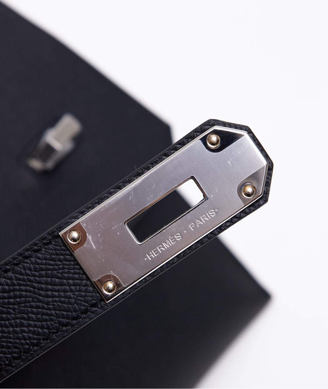HERMES Черная кожаная барсетка, фото 5