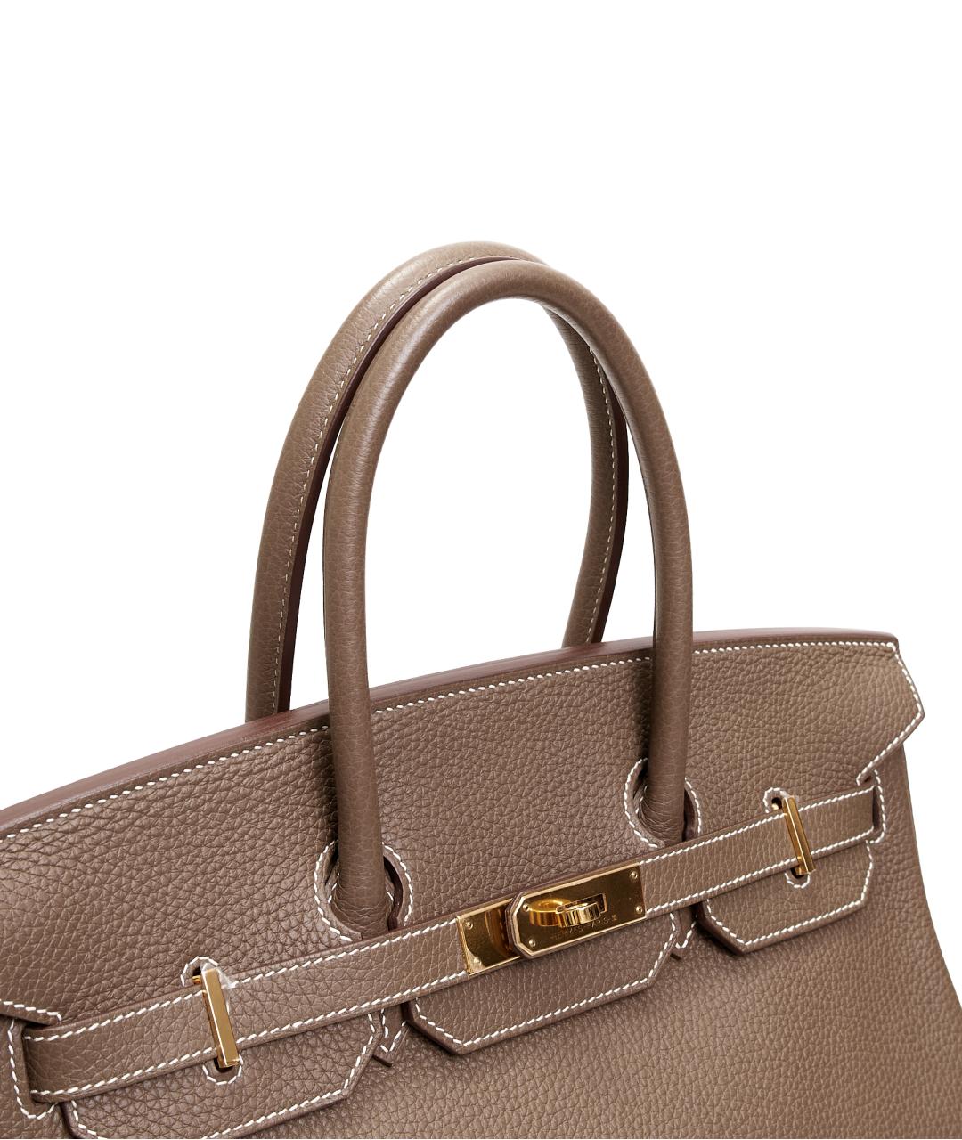 HERMES Коричневая кожаная сумка с короткими ручками, фото 5