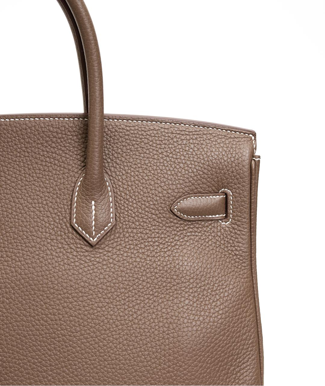 HERMES Коричневая кожаная сумка с короткими ручками, фото 4