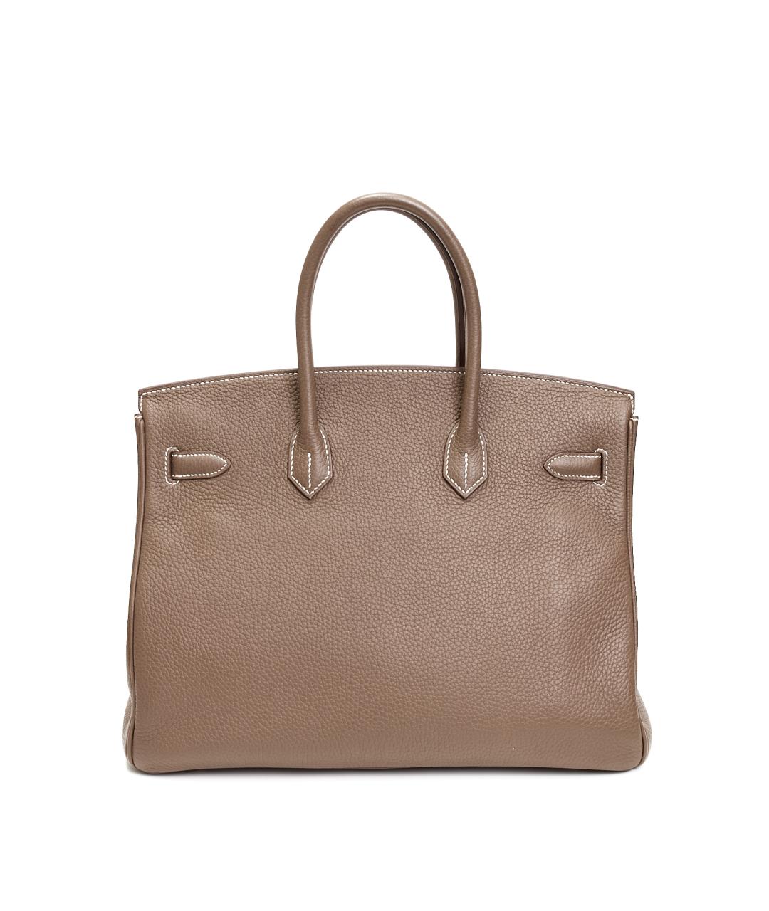 HERMES Коричневая кожаная сумка с короткими ручками, фото 3