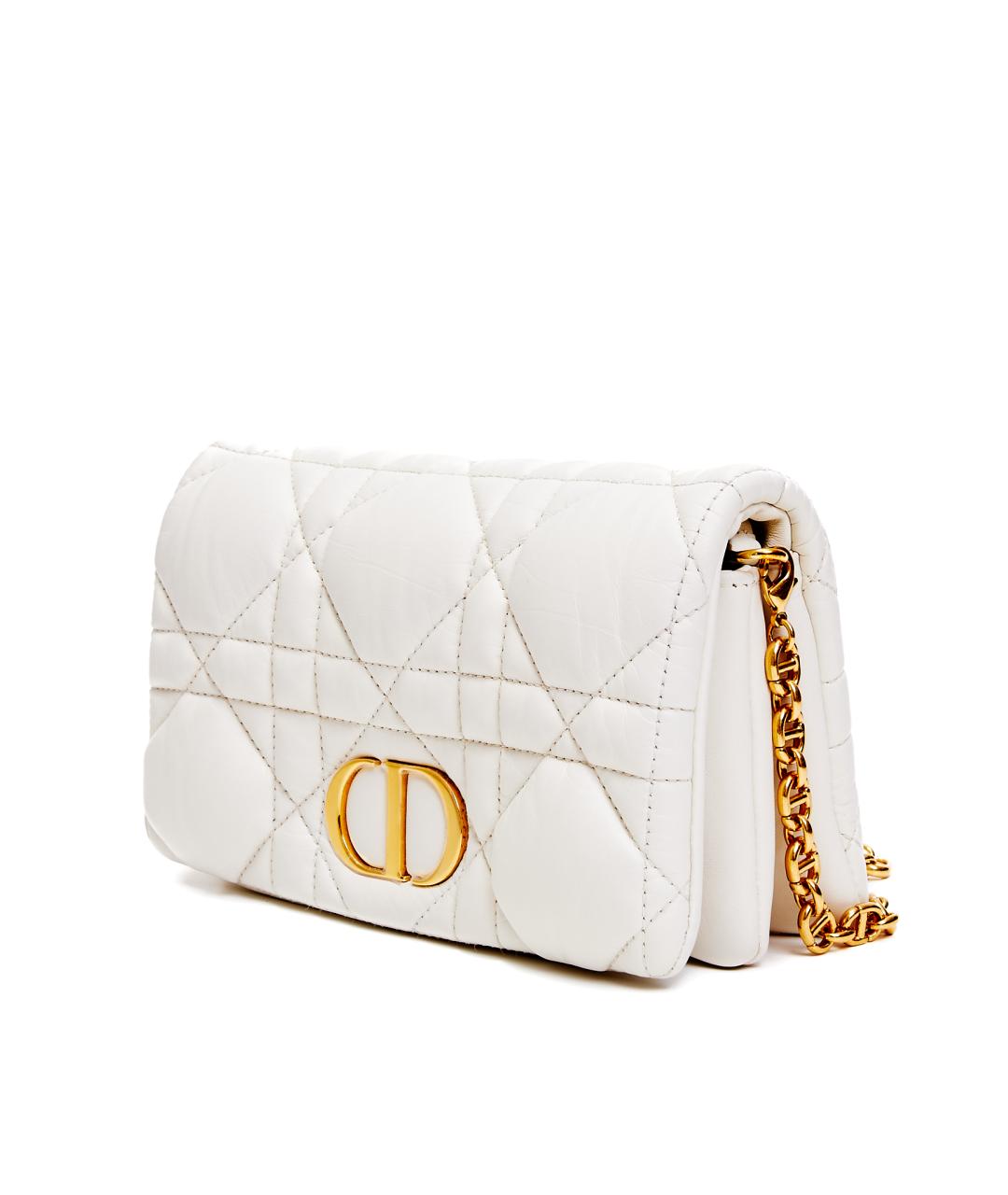 CHRISTIAN DIOR Белая кожаная сумка через плечо, фото 2