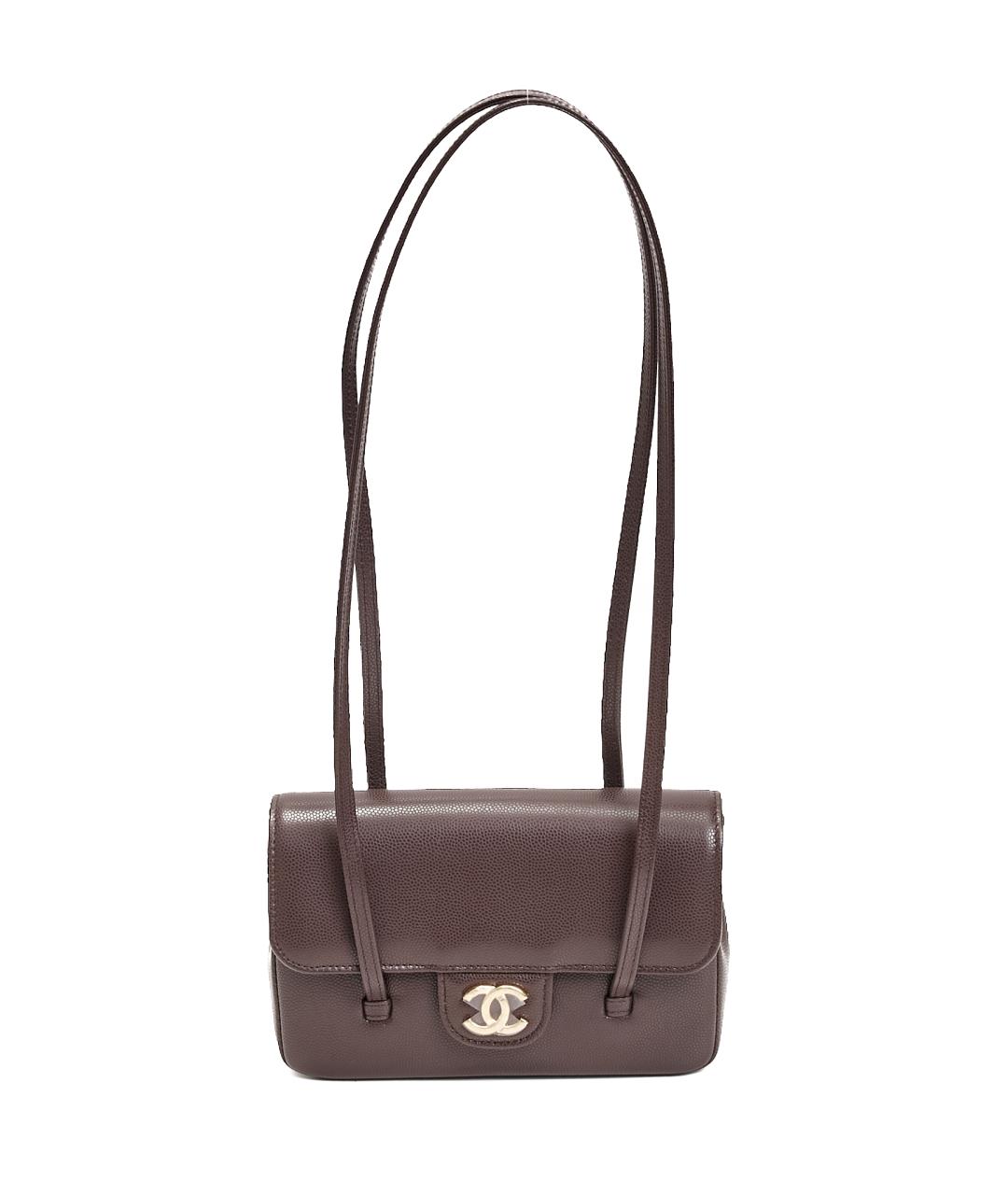 CHANEL Коричневая кожаная сумка с короткими ручками, фото 1