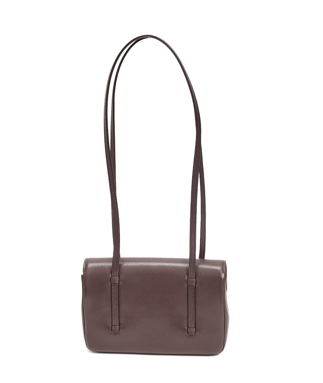 CHANEL Коричневая кожаная сумка с короткими ручками, фото 7