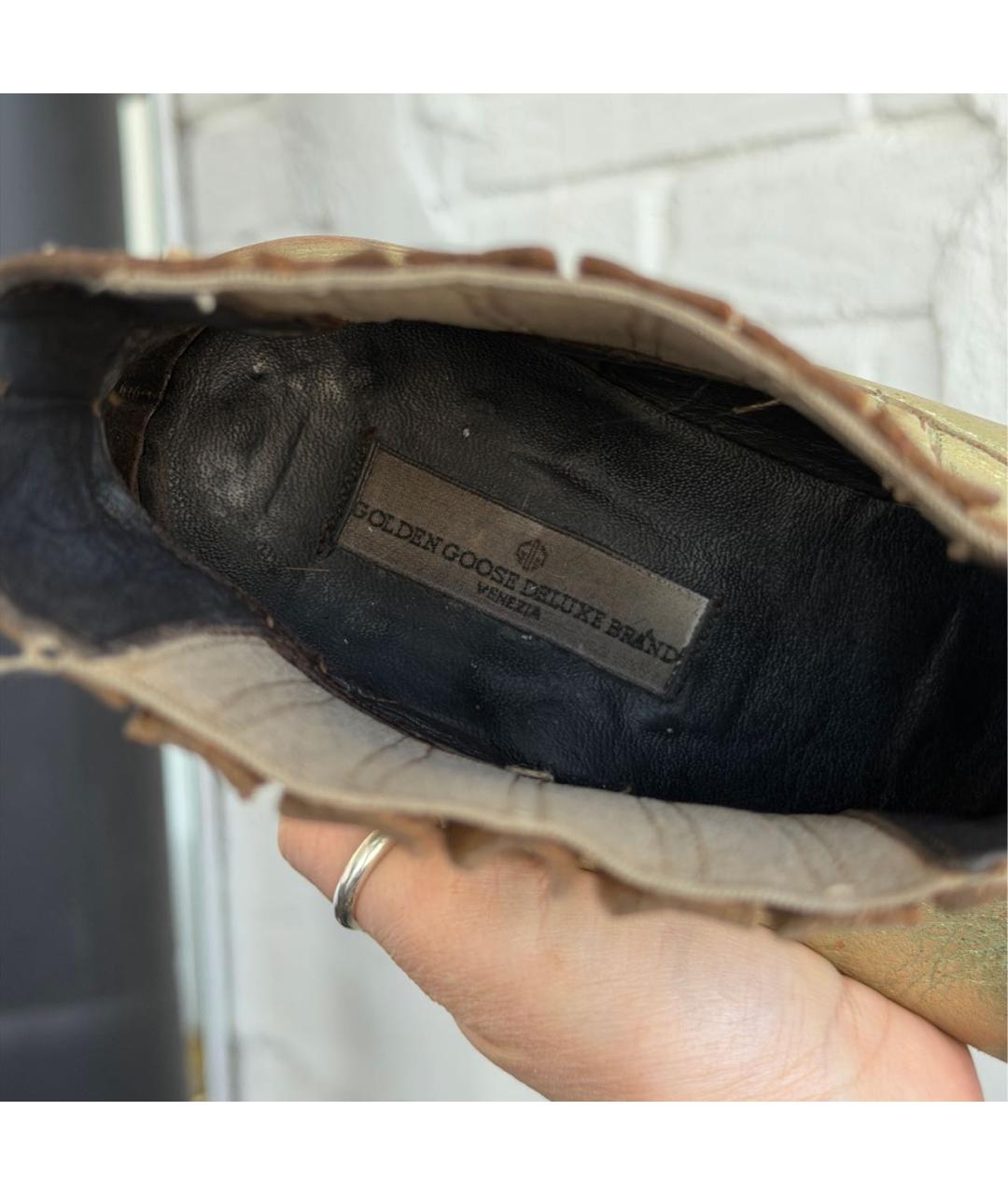 GOLDEN GOOSE DELUXE BRAND Золотые кожаные полусапоги, фото 5