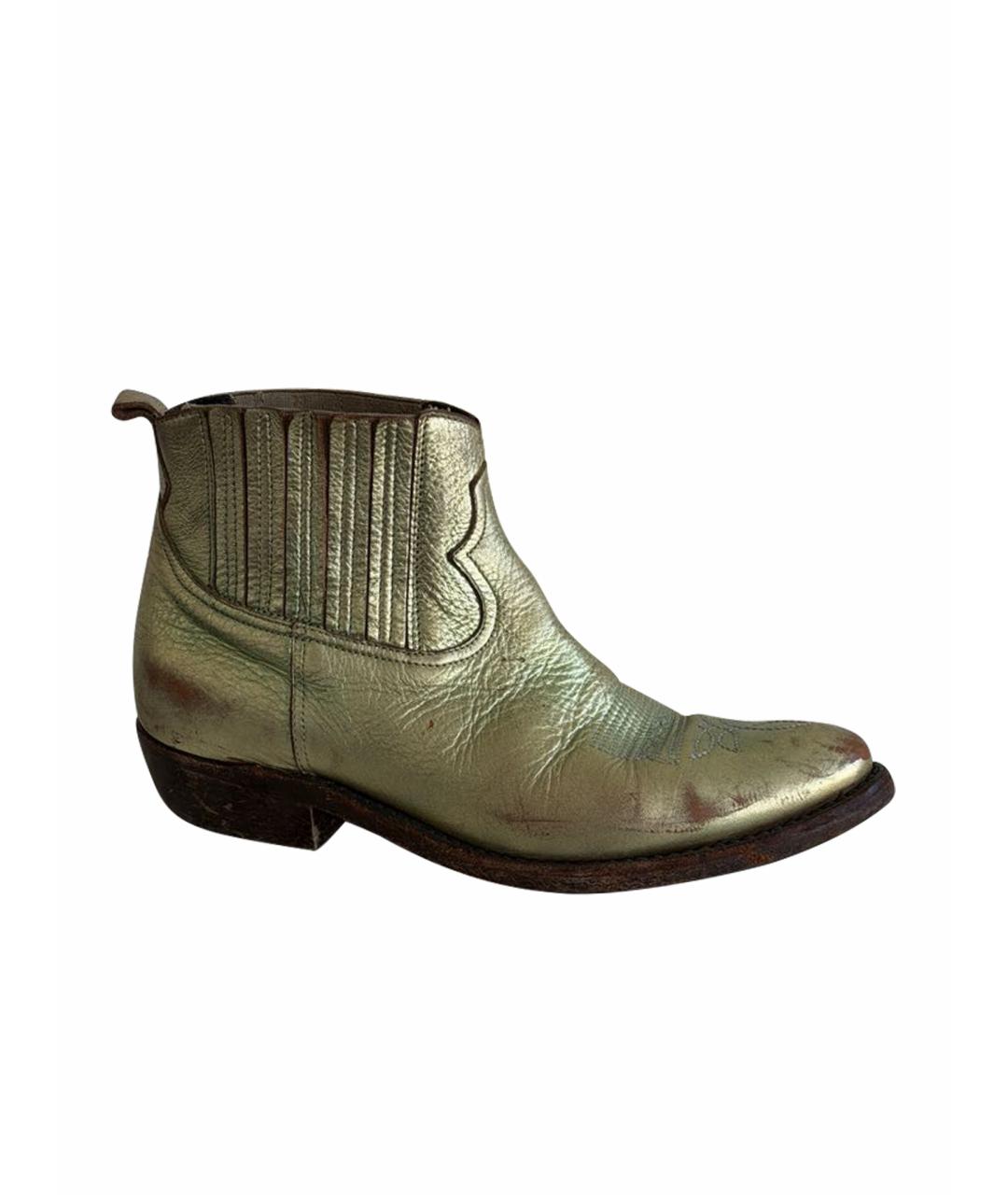 GOLDEN GOOSE DELUXE BRAND Золотые кожаные полусапоги, фото 1